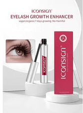Bottle of eyelash serum promoting natural lash growth, ideal for Dubai and UAE dry climate, safe for sensitive eyes and contact lens wearers